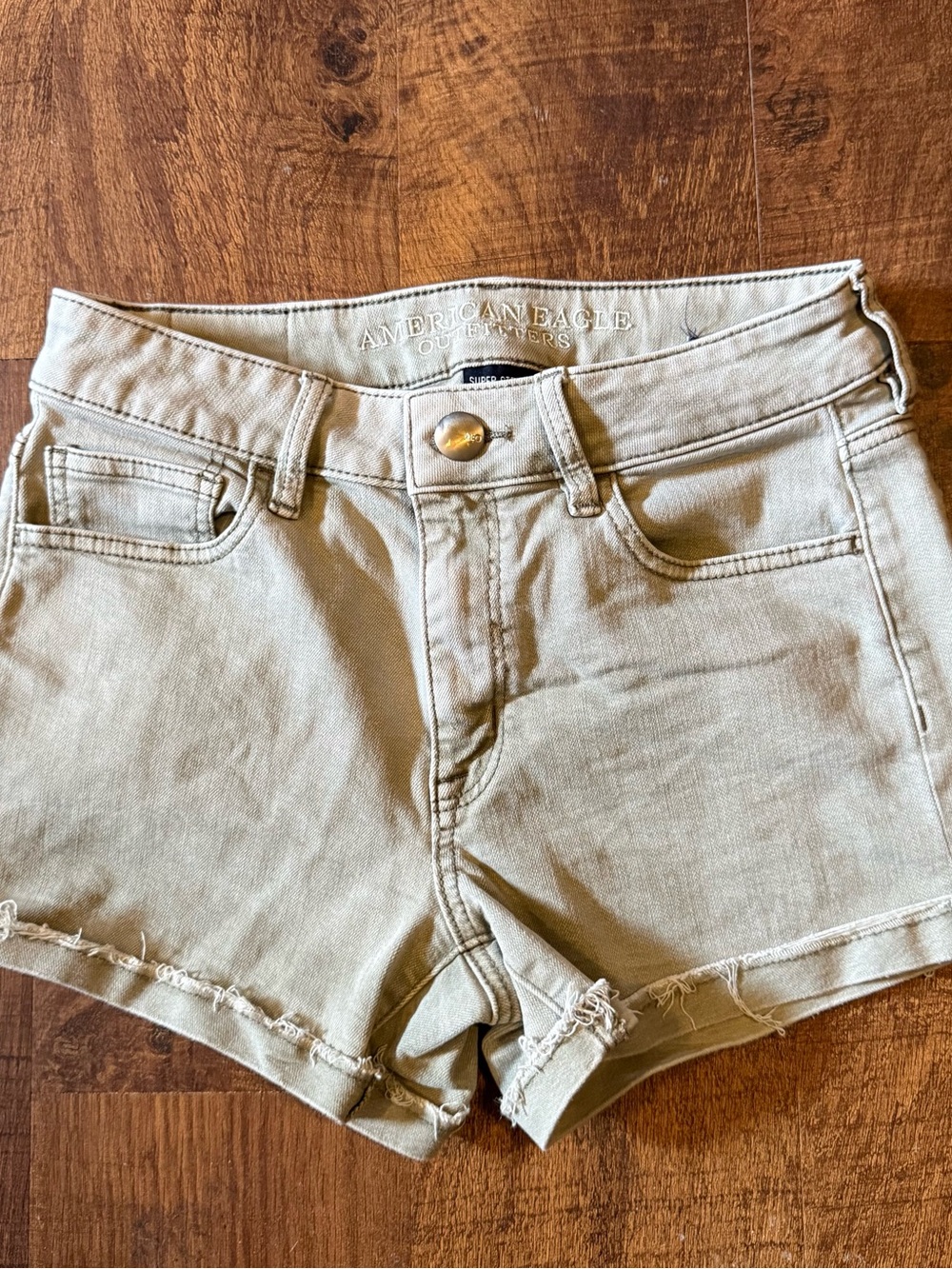 American Eagle Outfitters Light Olive/Tan Denim Cutoff Shorts